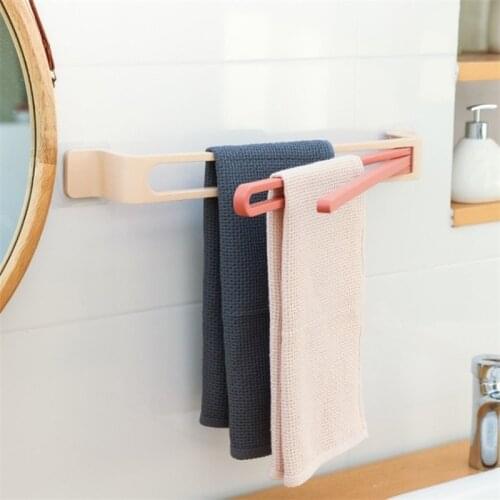 Punch-free paste bathroom Degree Rotating Towel Multifunction Wall Mounted Towel Holder Kitchen Storage Rack Bathroom Supply
