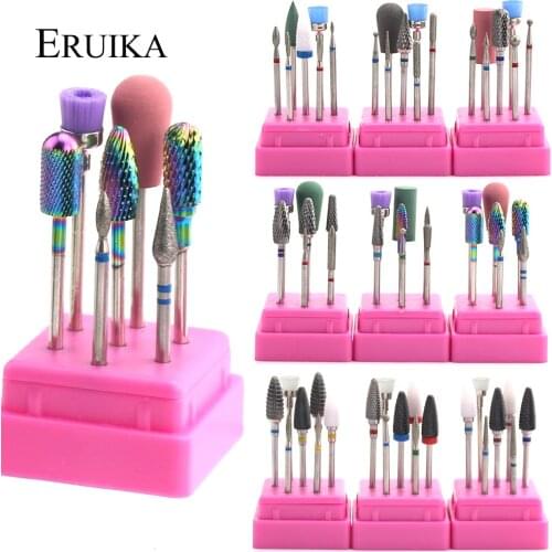 7pcs Ceramic Rainbow Coated Nail Drill Set Rotary Burr Electric Mills Cutter for Manicure Machine Clean Bits Nail Art Accessory