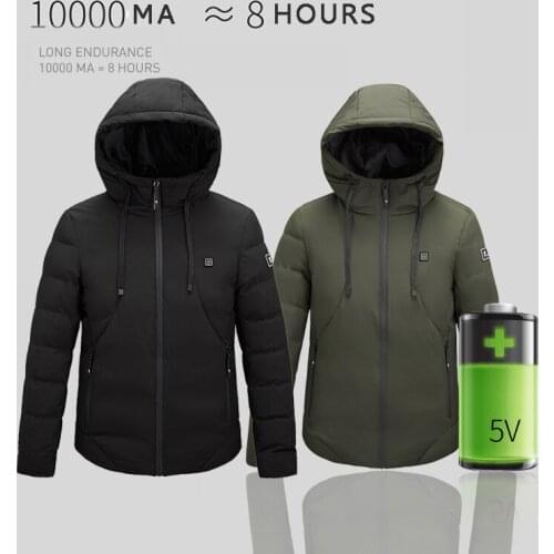 2020 New Men Infrared Heating Hooded Jacket Winter Outdoor USB Unisex Winter Hiking Jackets For Men Women Skiing Clothes 5XL