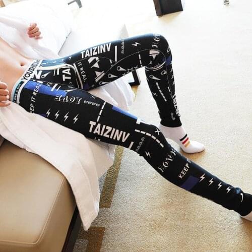 New Mens Cotton Fashion Long Johns Winter Warm Printed Thermal Sexy Tight Legging Underwear Winter Autumn Clothes pants