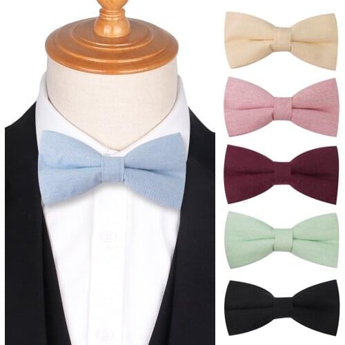 Solid Men Bow Tie Classic Cotton Bowtie For Business Wedding Bow knot Girls Boys Bowties Cravats Adjustable Suits Bow Ties