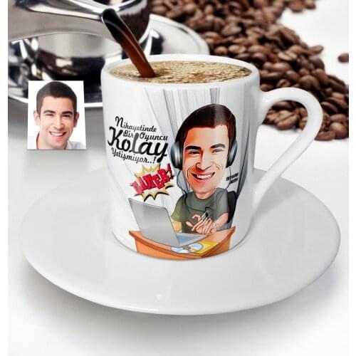 Personalized Mr Player Caricature Turkish coffee Cup-1