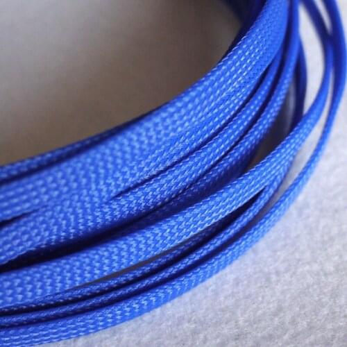 1/5/20/50/200 Meters Blue - High quality 6mm Braid PET Expandable Sleeving High Density Sheathing Plaited Cable Sleeves