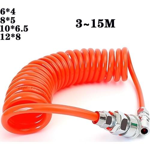 Trachea 3M 6M 9M 12M 15M pneumatic polyurethane PU air compressor hose telescopic spring spiral tube tool with connector