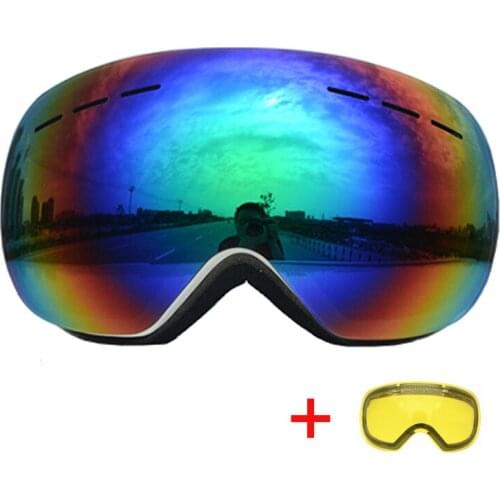 Anti-fog UV400 Skiing Goggles with Night Vision Lens Winter Windproof Snowboard Ski Eyewear HD Broad Vision Snowmobile Glasses
