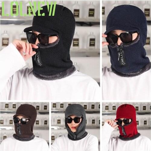 Coral Fleece Scarf Hats Winter Beanies Soft For Mens Black Warm Breathable Wool Knitted Winter Hat Zipper Opper Letter Cap
