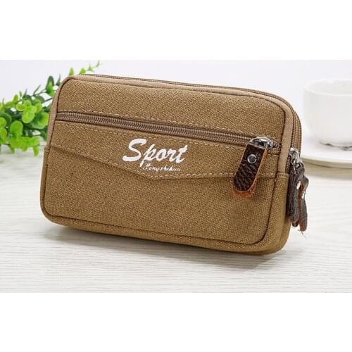 Male Outdoor Fanny Waist Bags Bum Belt Bag Zipper Canvas Sport Fanny Pouch Multi-function PU Leather Shop Money 2021 Trend Bag