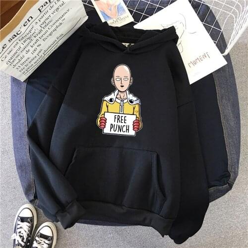 Hot Sale Loose Vintage Streetwear Anime One Punch-Man Printing Mens Hooded Coldproof Vogue MenS Sweatshirt Large Size Hoodie