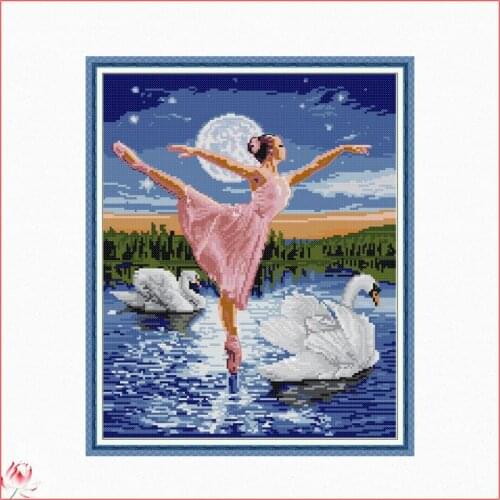 The Beauty And The Swan Cross Stitch Kit 14ct 11ct Canvas Fabric Embroidery Kit DIY Character Pattern Sewing Set Home Decoration