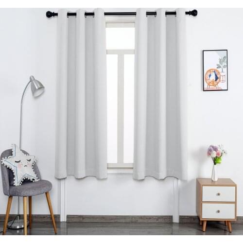 2 Pieces Blackout Window Curtain For Living Room,White Color Blackout Window Curtain For Bedding Room