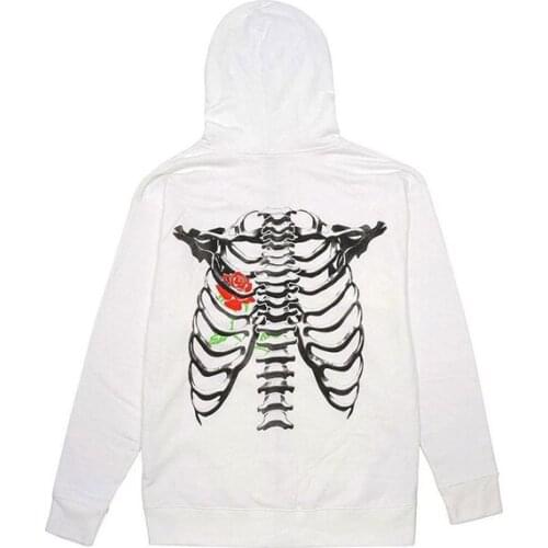 Zip-up Womens Printed Rose skeleton Hooded Sweatshirts 2021 Fall Winter Harajuku goth Hoodies Casual Loose Long Sleeve Pullover