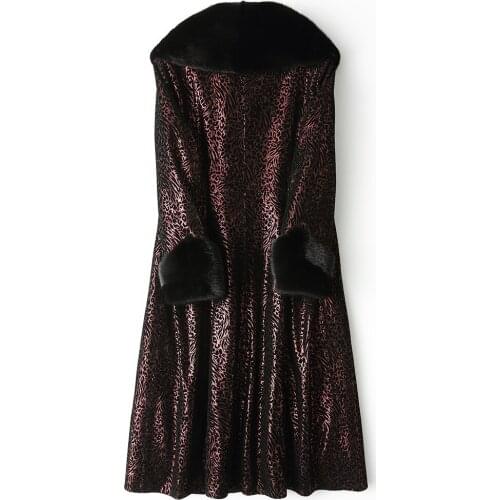 Womens Genuine Leather Jacket Winter Sheepskin Coat Long Down Jacket Women Clothes 2020 Real Mink Fur Collar WPHYRF9