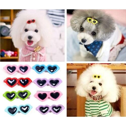 10 Pcs/set Cute Pet Sunglass Hairpin Grooming Accessories Colorful Cats Dog Bows Headdress clip Pet Dog Bow Hair Pin