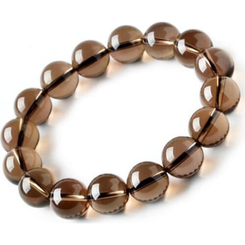 100% Natural Smoky Quartz Bracelet For Women Man Crystal Round Beads Jewelry Strands AAAAA 6mm 8mm 10mm 12mm 14mm 16mm 18mm 20mm