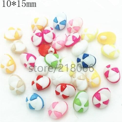 100PCs 10*15mm Mixed Colors Kids Colorful Hat Plastic Buttons Shank Sewing DIY Crafts Scrapbooking For Baby Clothes