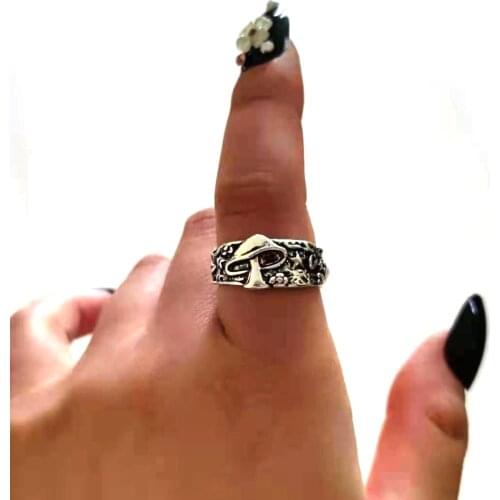 5pcs Vintage Star Flower Pattern Ring for Women Men Multi Size Femme Statement Retro Punk Hip Hop Biker Finger Party Night Club