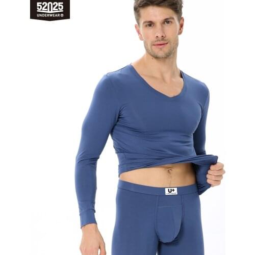 52025 Men Thermal Underwear Silky Soft Modal V-neck Long Johns Comfortable Base Layer Close Fit Sexy Look Thermals For Men