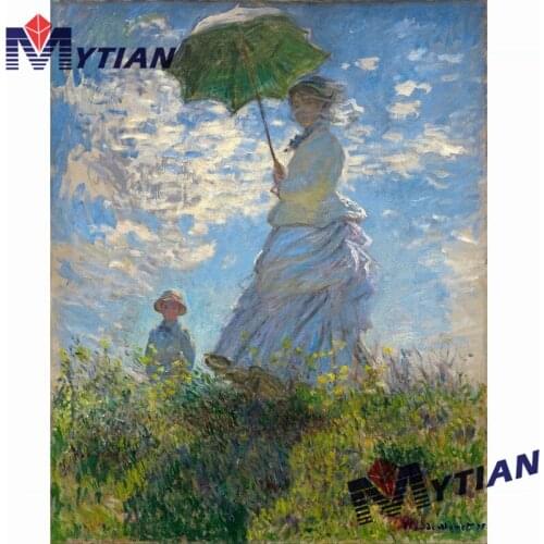 5D DIY Full Drill Square&Round Diamond Painting Embroidery Set Monet Woman with a Parasol Mosaic Oil Painting Cross Stitch Decor