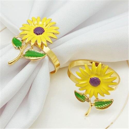 6 / PCS new hotel tableware sunflower napkin buckle napkin ring towel buckle napkin ring