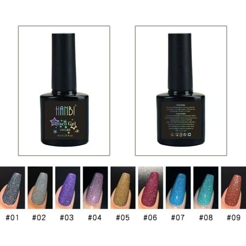 9 Colors Diamond Glue Nail Art Crystal Reflective Glitter Powder Lasting Nail Polish Nail Bright Powder Glue Decoration TSLM1