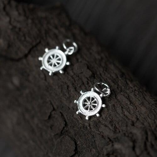 925 Sterling Silver Handmade Hollow Rudder Pendants 13x11mm Fashion Charm Jewelry Making For DIY Women Men Necklace Earrings