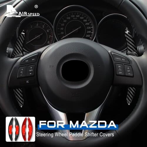 AIRSPEED Carbon Fiber for Mazda 3 Axela CX-5 MX-5 IV Mazda 6 Accessories Interior Trim Car Steering Wheel Extension Paddle Cover