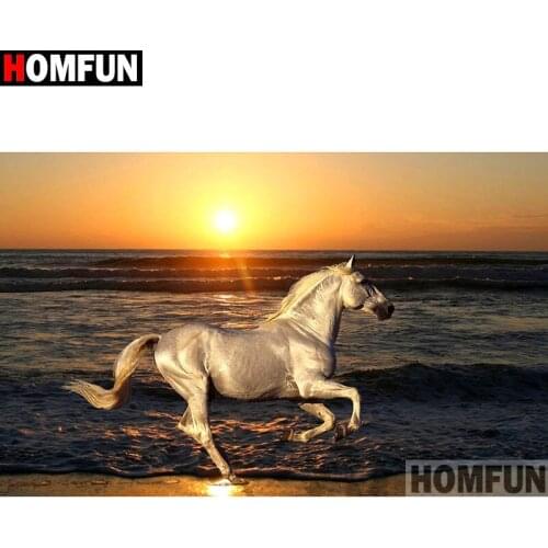 HOMFUN Full Square/Round Drill 5D DIY Diamond Painting "Animal horse" Embroidery Cross Stitch 5D Home Decor Gift A14137