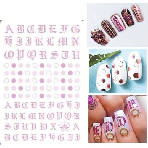 Letter Numbers Decals 3D Nail Art Sticker Decals Water Circles DIY Nail Sticker For Decorations Polish DIY Tools