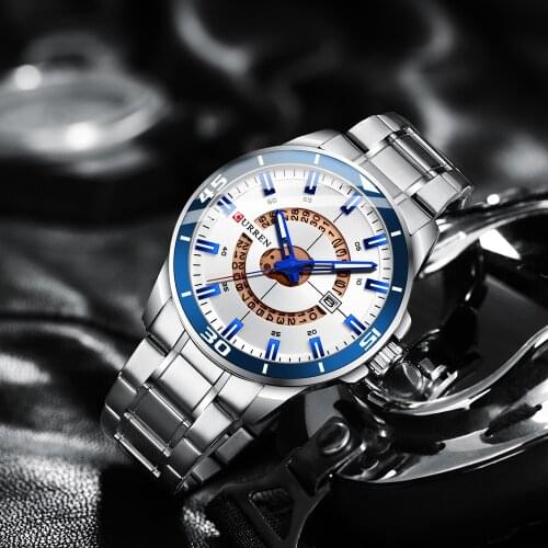 CURREN Men Watches Business Creative Clock Male Wristwatches Luxury Stainless Steel Band Quartz Watch with Date