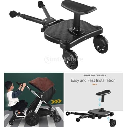 Stroller Glider Board, Baby Jogger Wheeled Board with Dismountable Sponge Seat, Holds Kids Up to 55 LBS