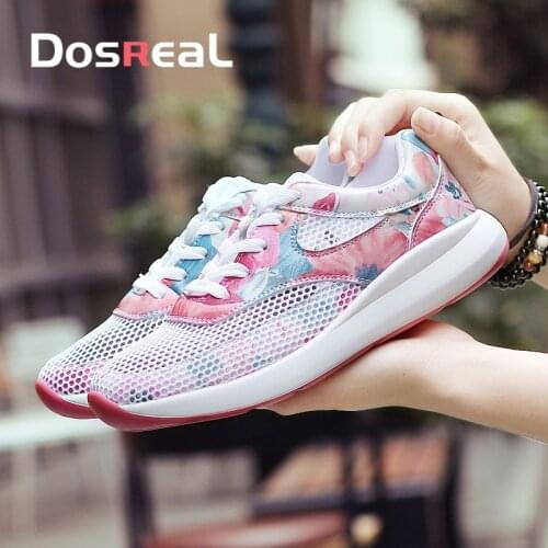 Dosreal Vulcanized Shoes Woman Mesh Sneakers 2020 Breathable Flats Sneakers Ladies Summer Walking Shoes Zapatos Mujer