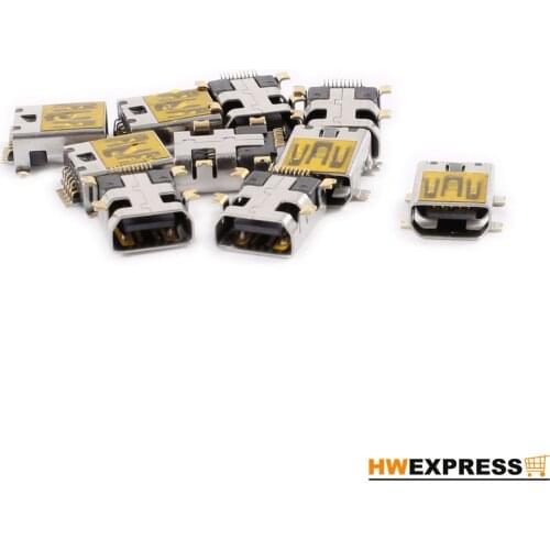 HWEXPRESS Hot 3 Pcs Female Mini USB Type B 10 Pin SMT SMD Mount Jack Connector