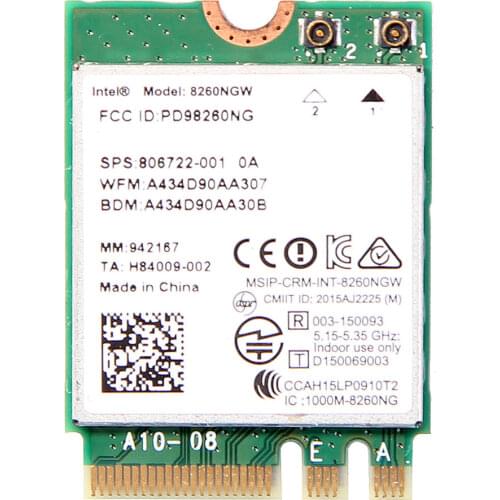 Wireless Adapter Card for HP Intel AC 8260 8260NGW NGFF 2x2 WI-FI 802.11ac 867Mbps WiFi + Bluetooth 4.2 Wlan SPS:806722-001