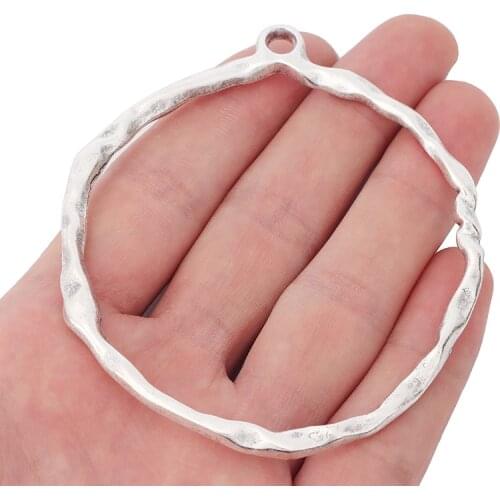 3 x Tibetan Silver Large Hammered Open Circle Ring Round Charms Pendants for Jewelry Making Findings 82x71mm