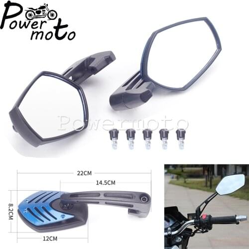 Motorcycle 8mm/10mm Blue ABS&CNC Rear View Mirror Side Mirrors for Harley Chopper Cafe Racer Cruiser Honda Yamaha Suzuki Scooter