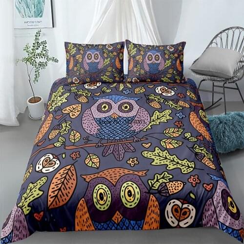Modern Animal Pattern Home Textile Cartoon Peacock Owl Digital Print Bedding Pillowcase 3D Down Bed Cover Pillowcase