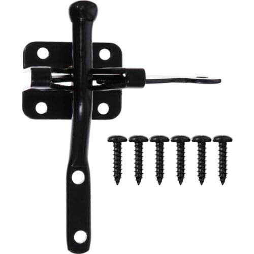 New Self Locking Gate Latch Automatic Gravity Lever Fence Gate Lock for Wood Fence Gate Door Latch Steel Black Yard Garden Lock