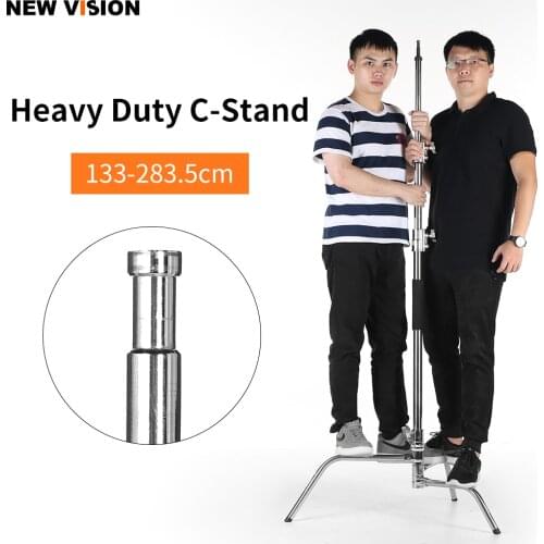 Upgrade Stainless Steel Heavy Duty C-Stand, 4.3 - 9.3 feet 1.3 - 2.83 meters Adjustable Photographic Sturdy Tripod for Boom Arm