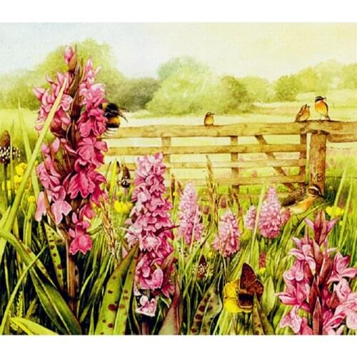FULL Square 3D Diamond Cross Stitch Flower Landscape 100% Resin Rhinestone Round and Full Diamond DIY Kit Free Shipping