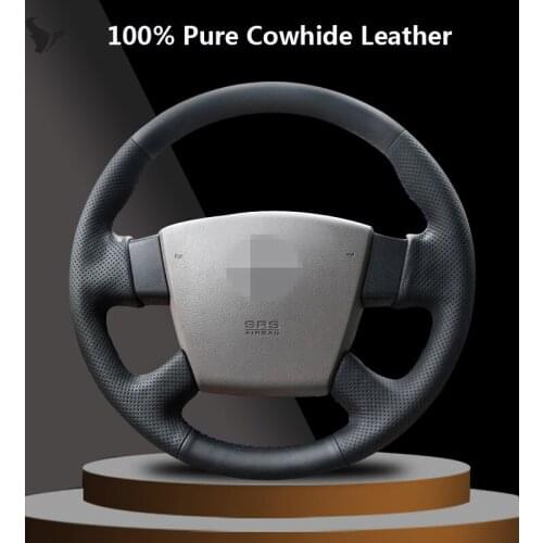Hand-stitched Black Genuine Leather Steering Wheel Cover for Nissan Teana 2003 2004 2005 2006 2008 Old Teana Renault Samsung SM5