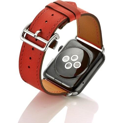 Stainless Steel Folding Clasp Genuine Cow Leather Strap for Apple Watch Bands 38/42mm iwatch Watchbands Reloj Watch Accessories