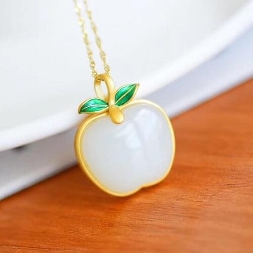 Silver Accessories S925 Sterling Silver Necklace Series Hetian Jade White Jade Pendant Pendant Ancient Gold New Clavicle Chain P