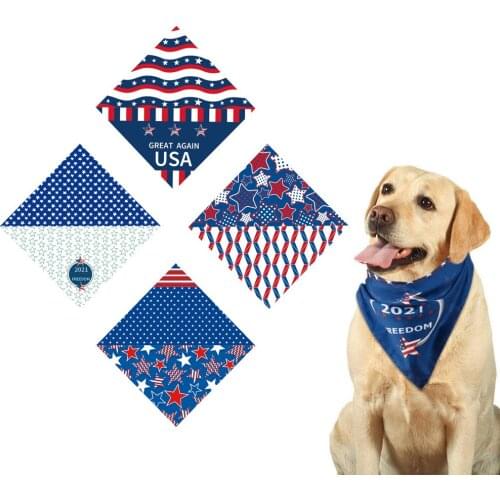 Dog Scarf Bandana for American Independence Day Triangle Flag Edition Collar Washable Cozy Scarf Dog Accessories Pets Clothes