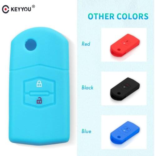 KEYYOU 2 Buttons Silicone Remote Fob Flip Key Case Cover For Mazda M2 3 5 M6 8 Speed CX-5 CX7 CX-9 MX-5 RX