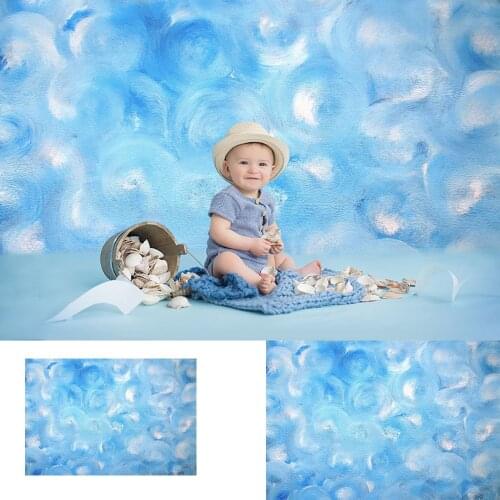 Blue Abstract Newborn Kids Portrait Photo Background Cloud Painting Wall Photography Backdrop Birthday Party Selfie Decor Props