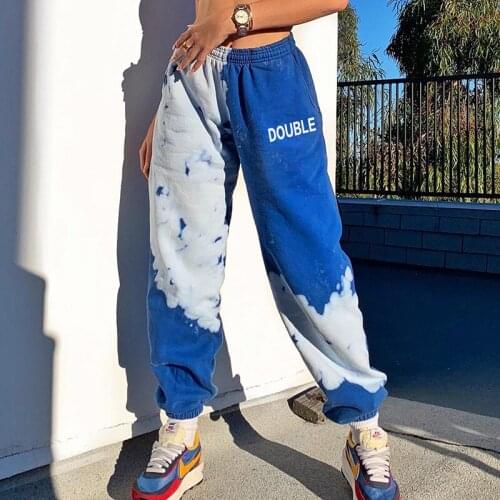 Letter Tie Dye Print Casual Sweatpants Joggers Women Harajuku Casual Long Trousers Ladies Fashion Skinny Pants Autumn