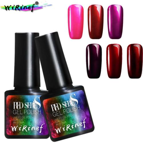 WiRinef Titanium Mirror Metal Effect Gel Nail Soak Off UV Lacquer Long Lasting Glitter Red Serise Nail Top Coat Varnish