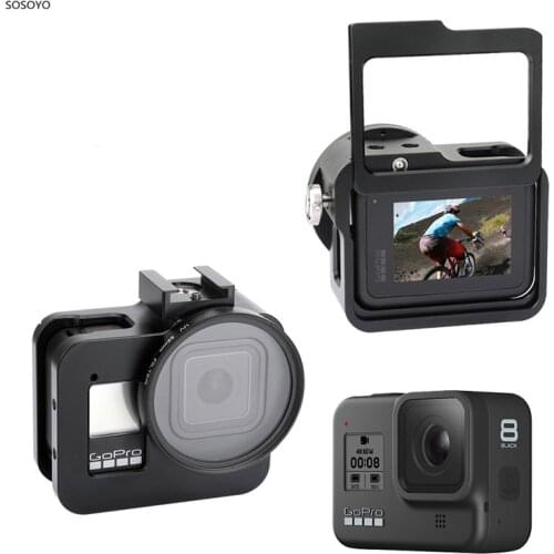 Aluminum Frame Protective Housing Cage Case With 52mm lens UV Filter parts Kit For GoPro Hero 8 Black Action Camera Accessories