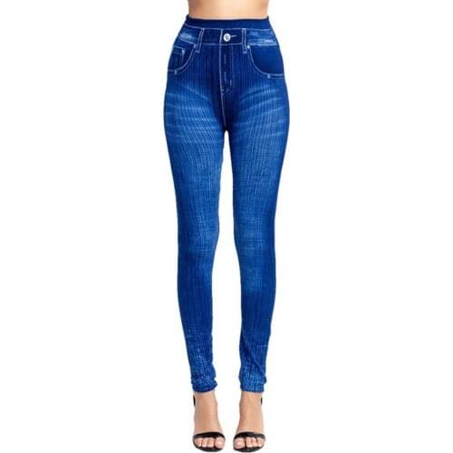 Skinny Jeans Leggings Women Slim Printed Super Elastic High Waist Butt Lift Cropped Pants Streetwear Ladies Denim Trousers