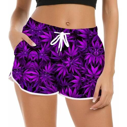 CLOOCL Womens Shorts Summer Weed Plant Leaves 3D Printed Fashion Sportswear Shorts for Female Beach Shorts Drop Shipping